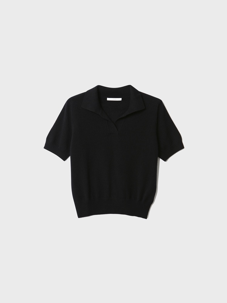 100% Cashmere Collar Sweater [Black]