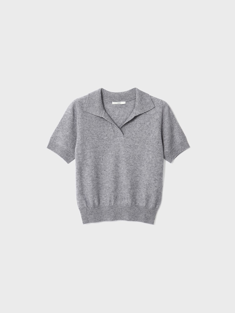 100% Cashmere Collar Sweater [Grey]